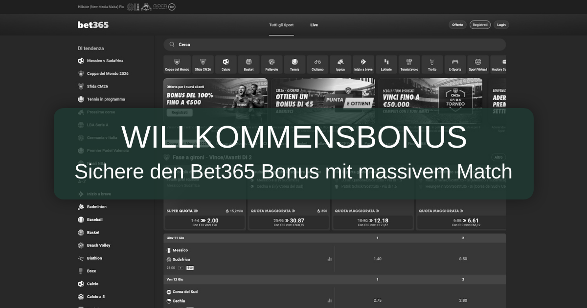 Bet365 Bonus Deutschland 2026 | Bis zu 100€ Willkommensbonus